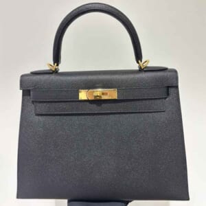 エルメス ケリー28 セリエ(外縫い) 黒 エプソン ゴールド金具 A刻印
